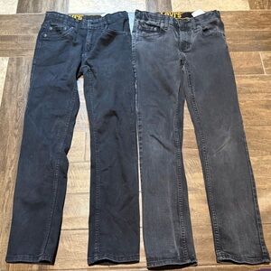 Levi’s 510 straight leg adjustable waist boys size 12 Reg black jeans lot of two
